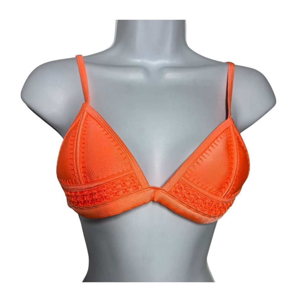 Triangl Gigi Crochet Neoprene Bikini top size Medium neon orange